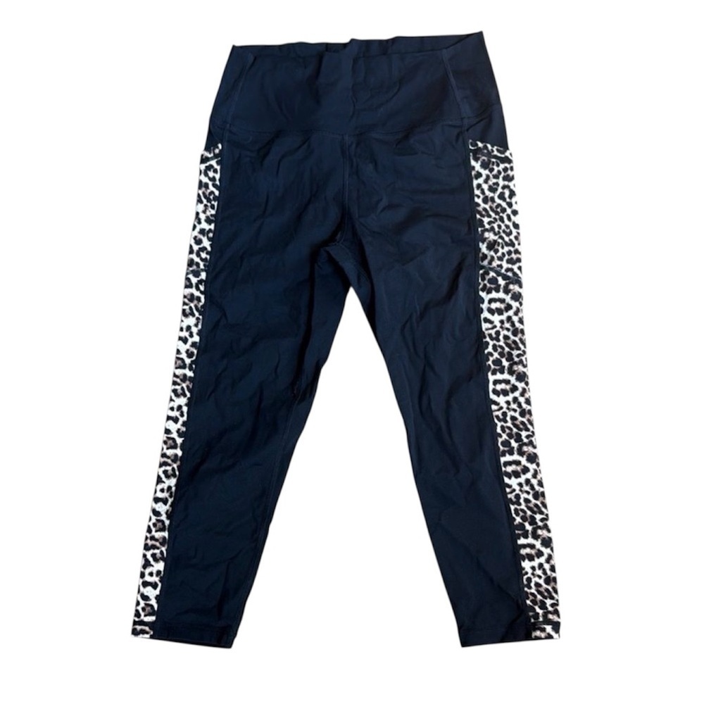 ZYIA Black and Brown Leggings with Leopard Print capri animal print 8-10
